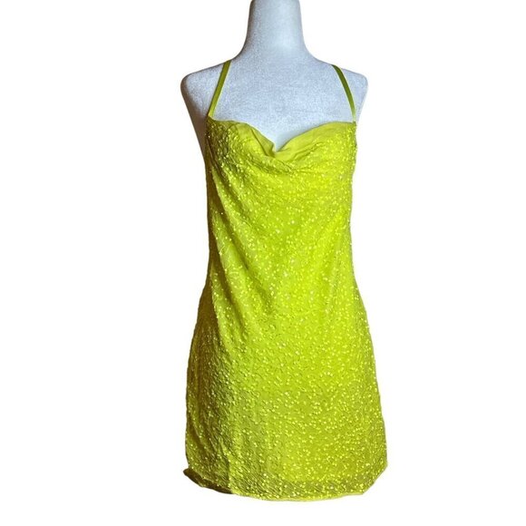 Show Me Your Mumu Suzanna Slip Dress in Lime Sequins Small Womens Cocktail - Picture 4 of 16